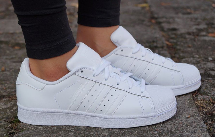 All White Adidas Superstar Shoes