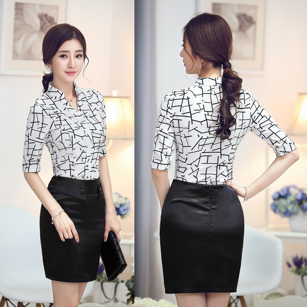 Summer-Formal-Women-Suits-with-Skirt-and-Blouse-Sets-Print-Shirt-Fashion-Ladies-Office-Uniform-Styles