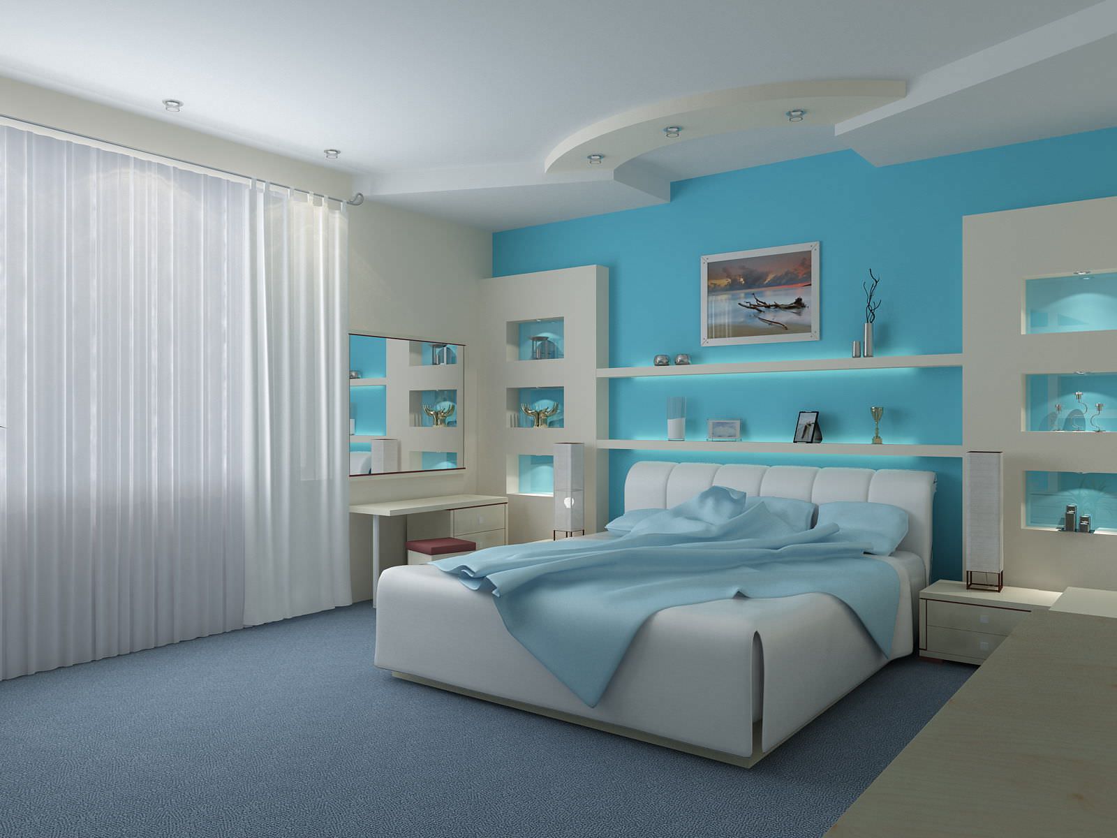 bedroom-wonderful-blue-bedrooms-with-modern-bed-and-gray-area-rugs-plus-white-curtains-beach-style-blue-bedrooms-for-nice-your-bedroom-decor-ideas-tiffany-blue-bedrooms-tiffany