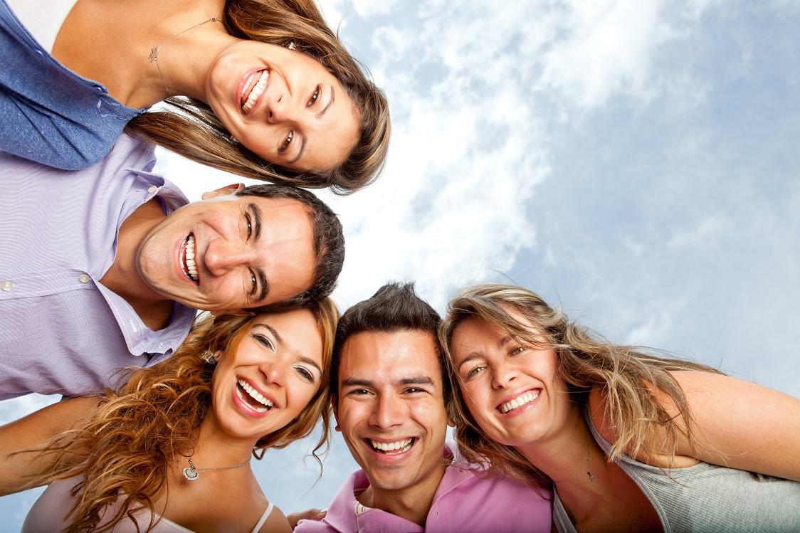 Young people laughing