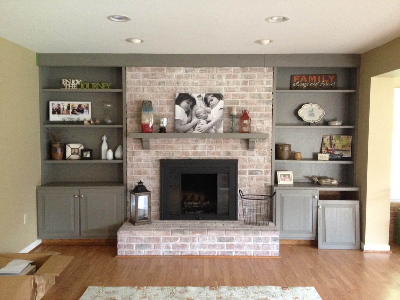 living-room-with-brick-fireplace-decorating-ideas-rustic-Basement-Rustic-Expansive-Siding-Landscape-Designers-Home-Services