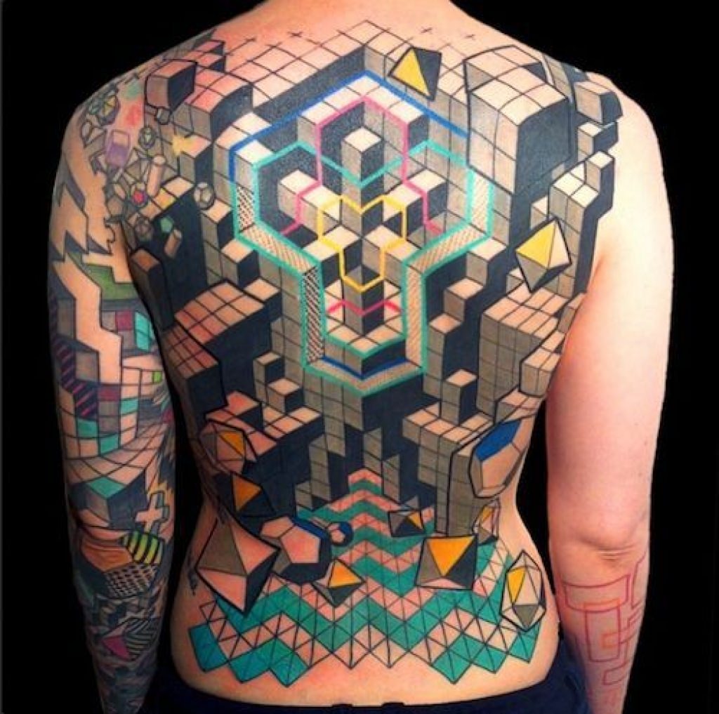 3d And Tattoos And Body Art On Pinterest for Geometric 3d Tattoo Designs