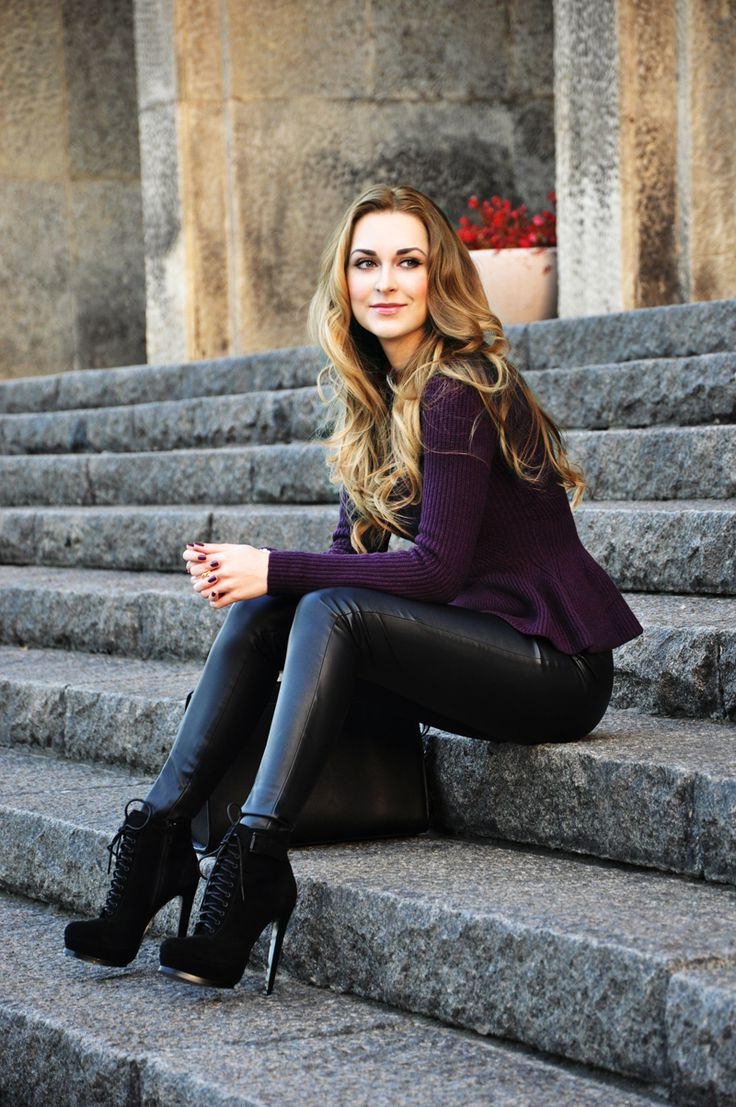 4.-Purple-Peplum-Top-With-Leather-Trousers