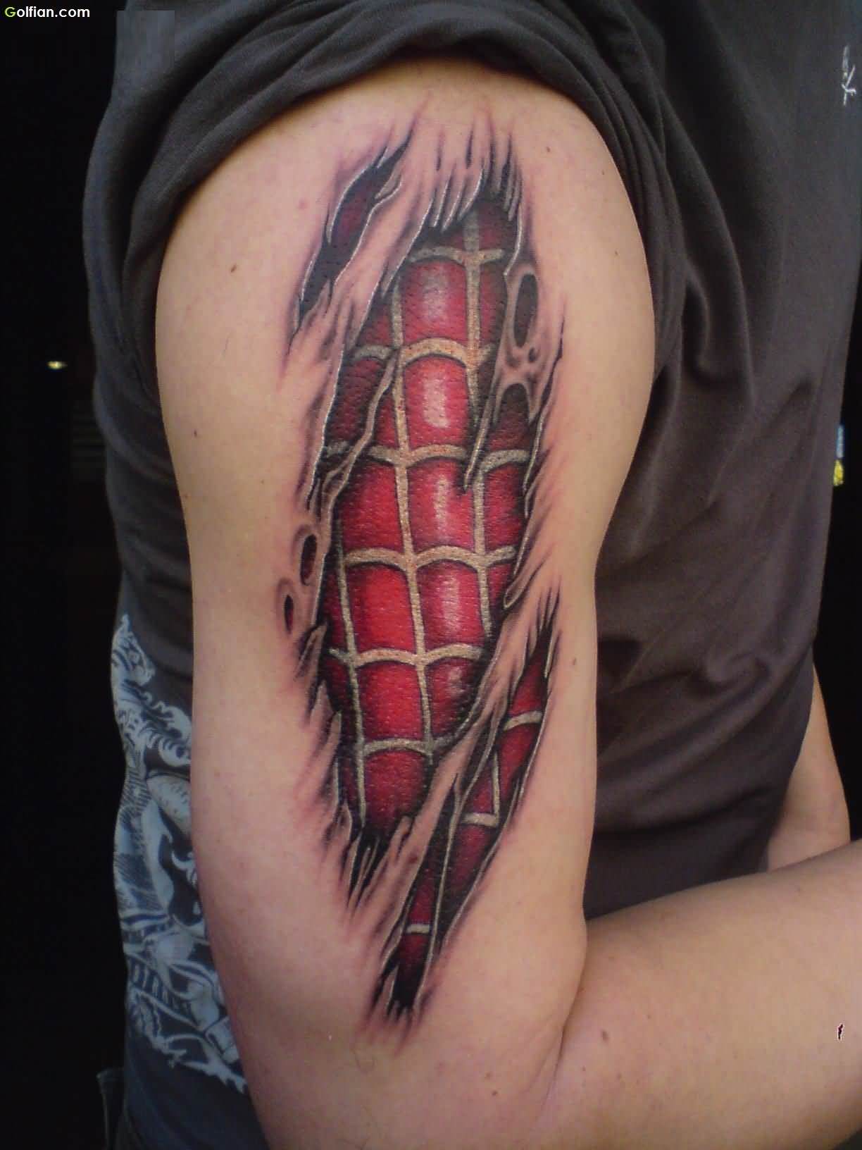 Spiderman-And-Ripped-Skin-Tattoo