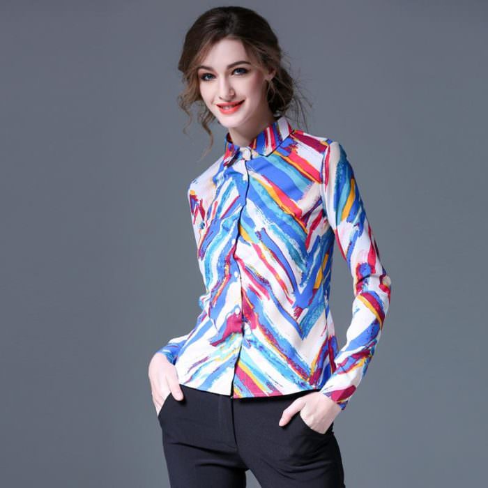 Contrast-Rainbow-Color-Stripes-Girls-Shirt-Designs