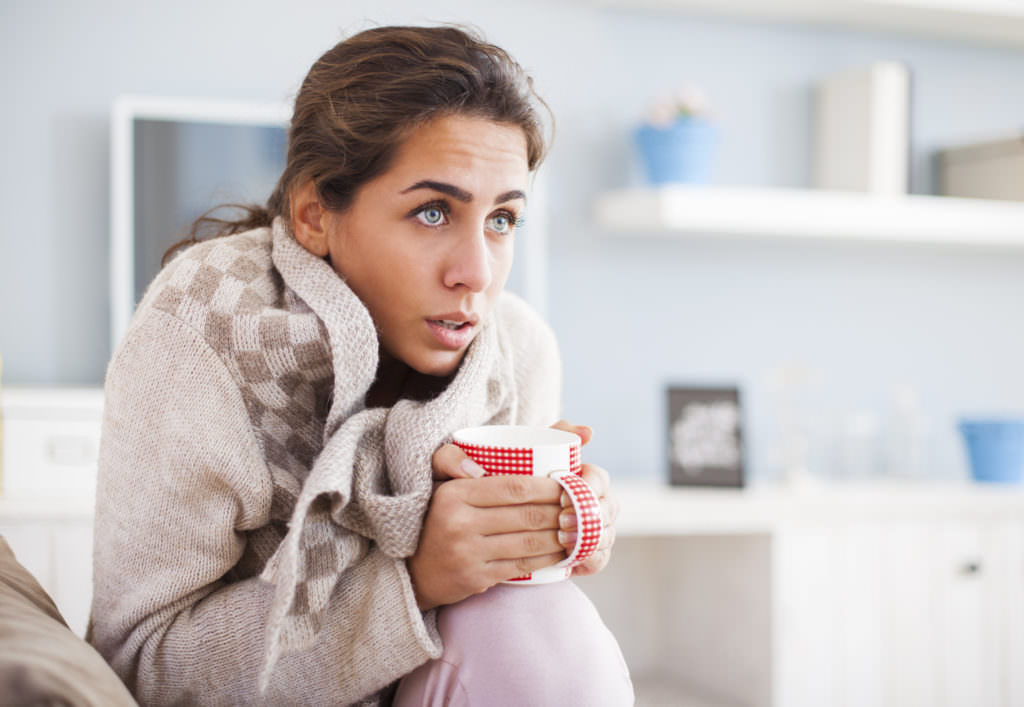 Sick Woman, Flu Woman. Caught Cold. Woman feeling cold