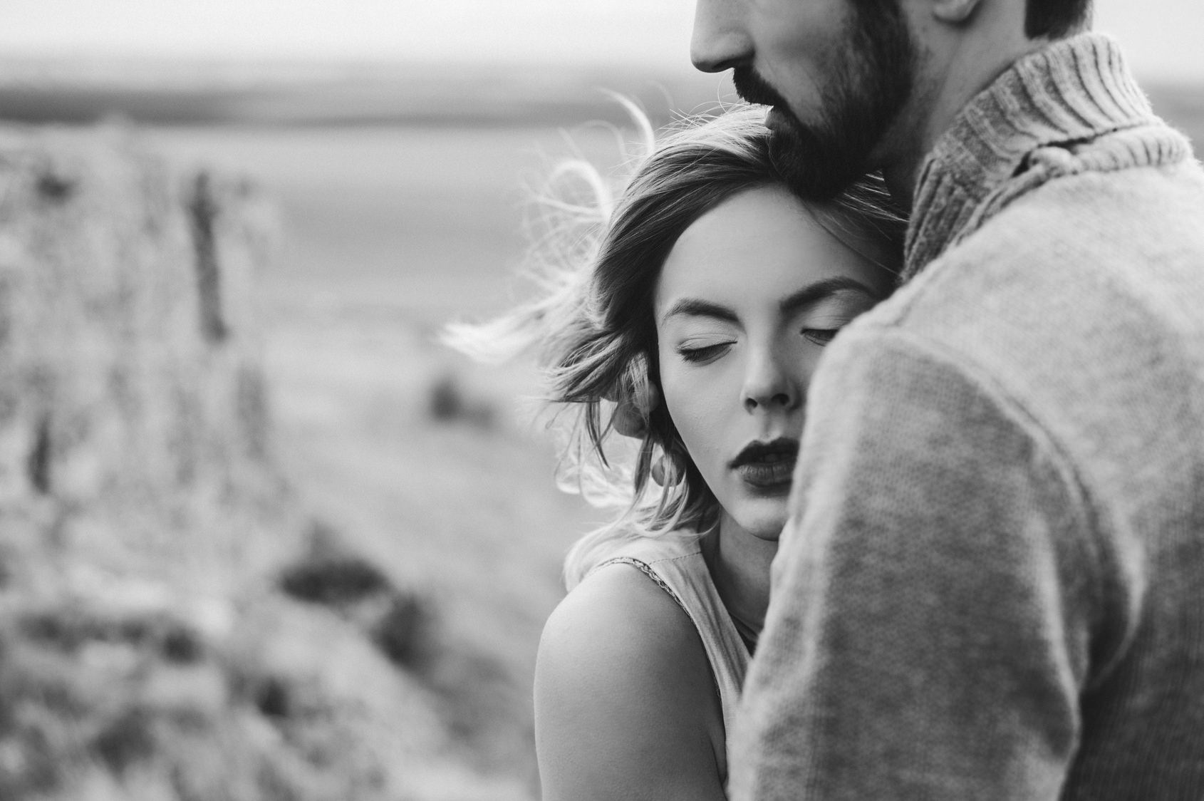 Passionate young couple in mountains