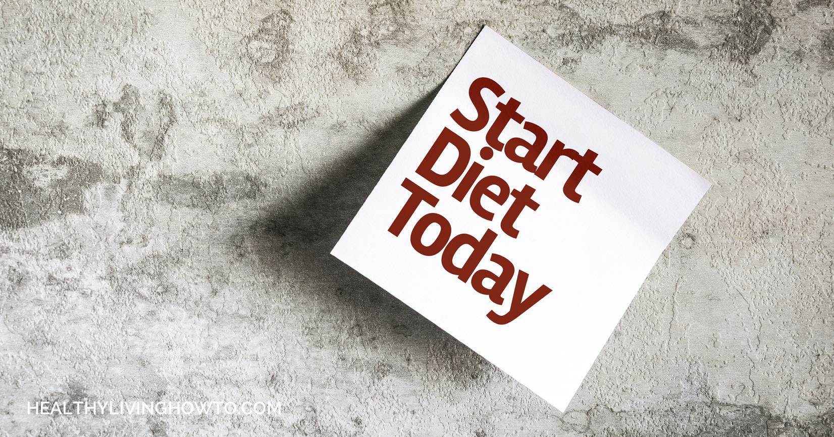 Start Diet Today on Paper Note with texture background