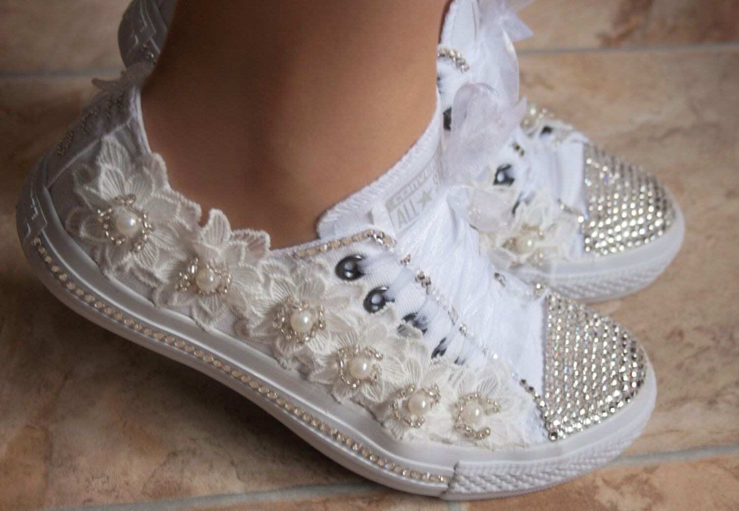 Unique wedding dress with converse From Wedding Wedding Converse Trainers With Crystals Lace