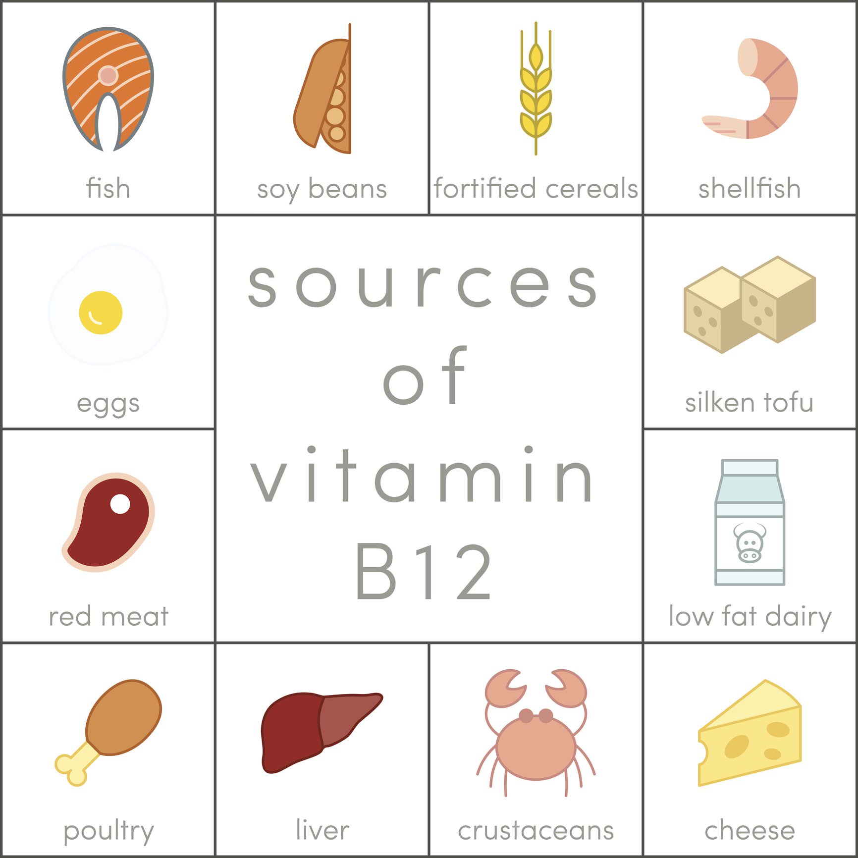 Food sources of vitamin B12